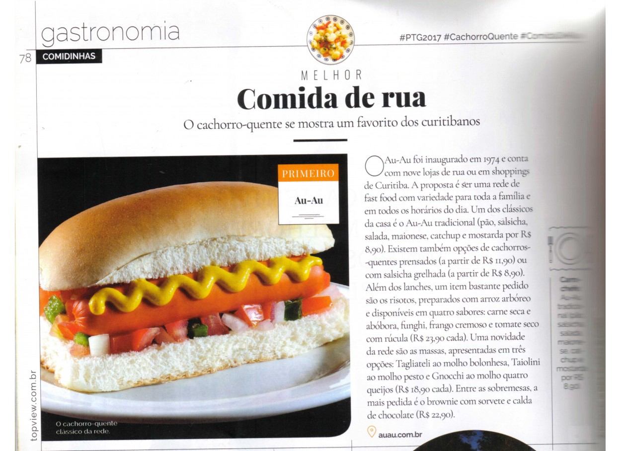 Cachorro quente do Au-Au vende prêmio Top View Gastronomia